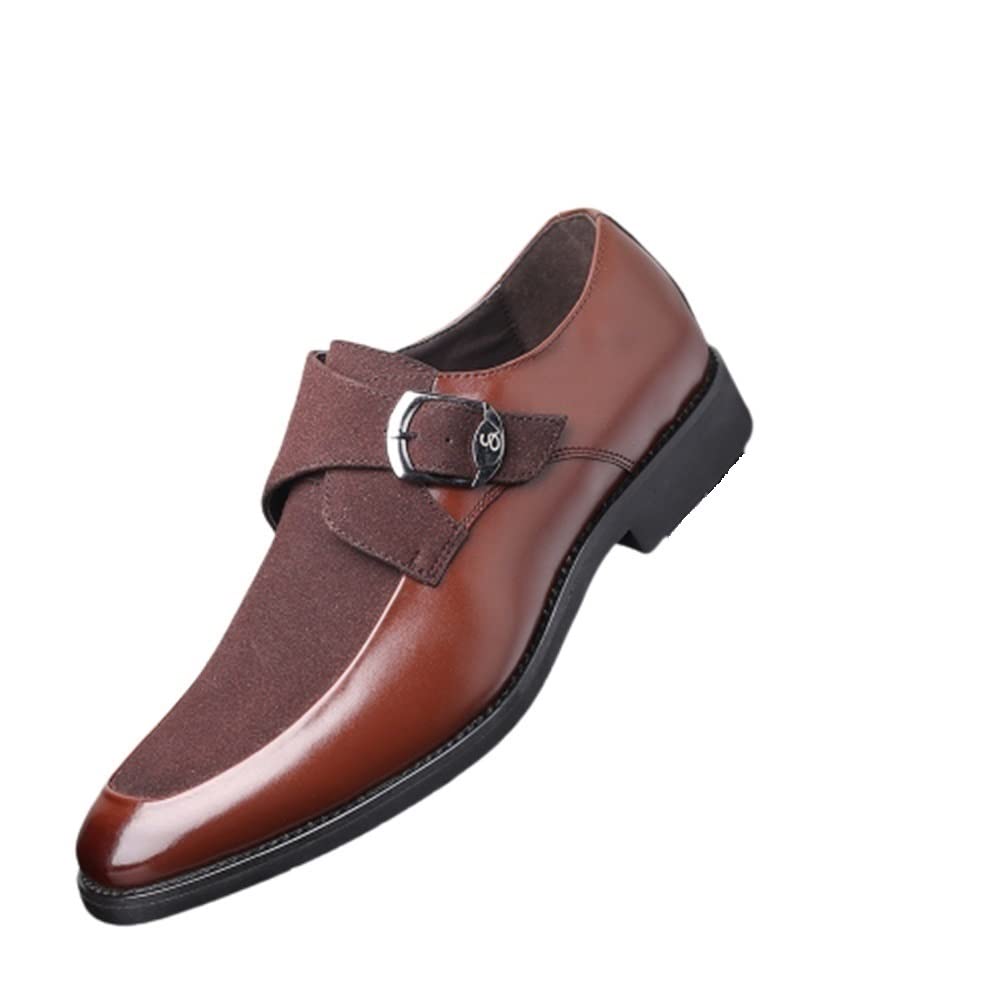 MCMUS Zapatos Formales de Vestir for Hombres Slip On Monk Strap Square Toe Cuero sintético Resistente Antideslizante Tacón de Bloque Casual Adecuado para Muchas Ocasiones