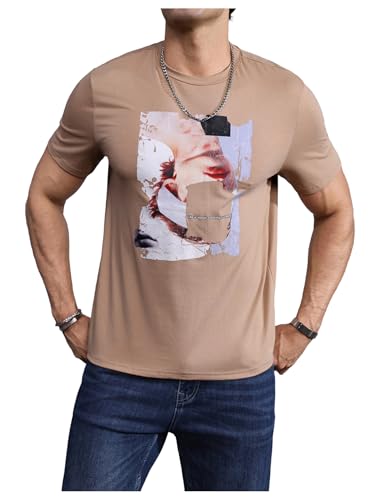 SOLY HUX Men's Graphic Tees Figure Letter Print Short...