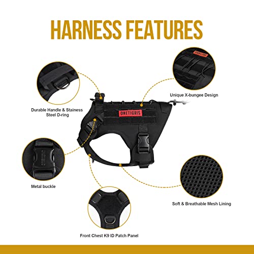 OneTigris Upgraded Fire Watcher 2.0 mit Strapazierfähiger Metallschnalle, Taktische Hundegeschirr mit Griff, No Pull Geschirr Grosse Hunde mit MOLLE-Klettsystem