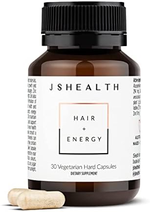 JSHealth Vitamins Hair and Energy Formula Hair Growth Vitamins | Hair Vitamins for Women and Men | Zinc and Iodine Hair Supplements for Hair Growth (30 Capsules)