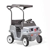 Step2 Side-by-Side Push Around SUV, Kids Push Car, 2 Seats, Stroller Substitute, Includes Seat Belts & Horns, Made of Durable Plastic, Max Weight 100 lbs., for Toddlers 1.5-5 Years Old, Gray
