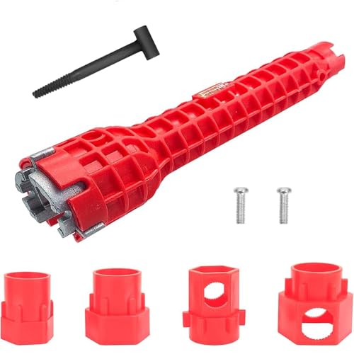 Wvapzwr 14 in 1 Faucet and Sink Installer Tool, Multifunctional Sink Wrench, Red Basin Wrench for Kitchens, Sinks, Toilets, Bathrooms, yf-14in