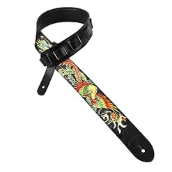 Walker And Williams KB-31 Sangle fine en cuir pleine fleur avec phénix dessiné à la main Noir - Les Beatles, Paul McCartney, John Lennon, RIngo Starr, George Harrison