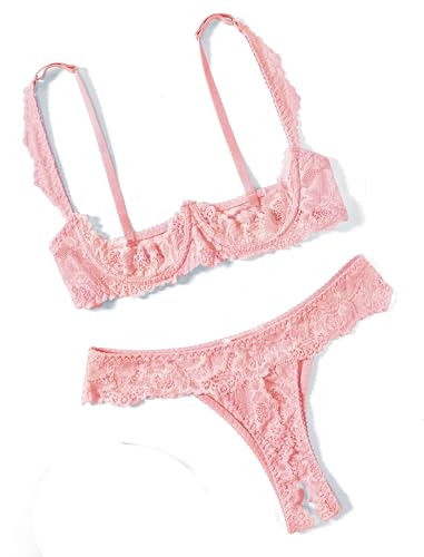 Image of Avidlove Sexy Lingerie Set for Women Lace Bra and Panty Sets Underwire Push Up Lace Lingerie Set XS-XXL