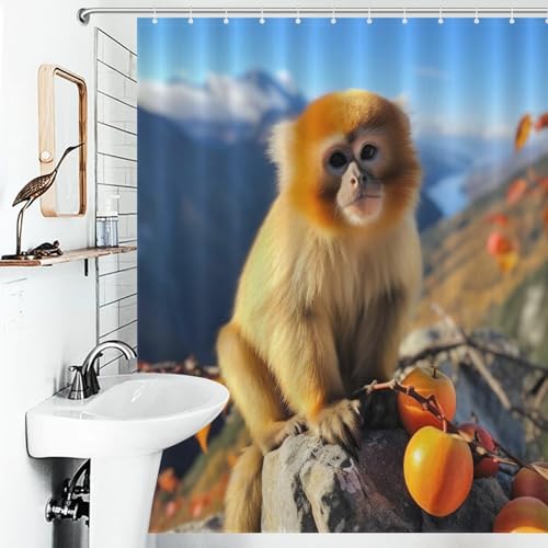 Rideau de douche singe en polyester 152x183 cm avec 12 crochets - 6