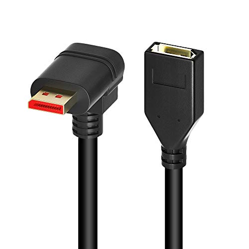 ALYYDBG 8K/60Hz 90 Degree Angle Displayport 1.4 Extension Cable Displayport Male to Female Displayport 1.4 Cord Support 8K@60Hz,4K@144hz 0.3M/1FT