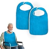 Protection pratique au quotidien : cet ensemble contient 2 bleu bavoirs pour adultes, spécialement conçus pour offrir un soutien optimal aux seniors et aux personnes ayant des besoins particuliers lors des repas ou des soins. Grâce à la fermeture Velcro pratique, ils peuvent être rapidement mis et retirés et offrent une solution fiable pour un usage quotidien.