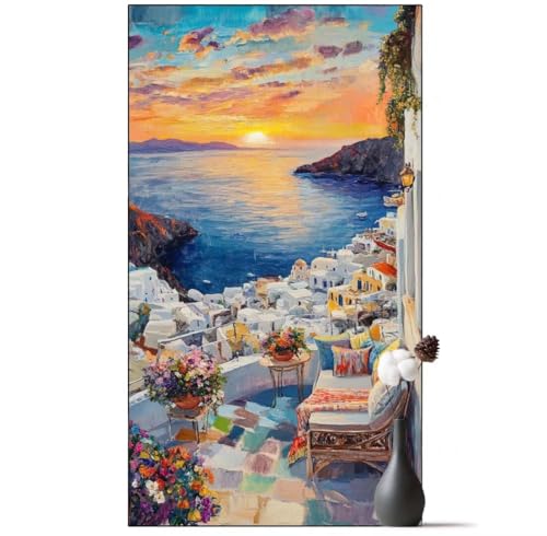 Peinture Diamant Santorin idéale pour décorer un mur de salon au coucher de soleil