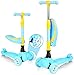 RZiioo Scooter per Bambini 3 in 1, Altezza e Maniglie Regolabili Scooter per Bambini a 3 Ruote con Sedile Pieghevole, motorino per Ruote Illuminato a LED