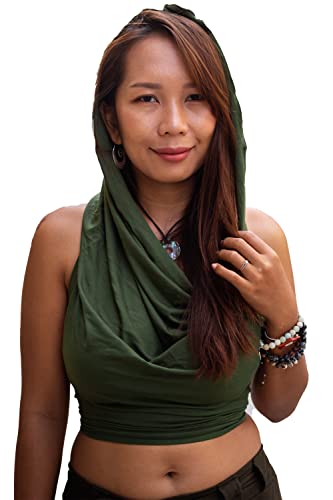 Crop Tank Top Women Cowl Neck Hood Style Boho Open Back Sleeveless
