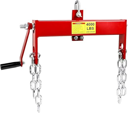 Engine Load Leveler, 4000lbs Laod Capacity, Heavy Duty Steel Engine Hoist Leveler Shop Crane Cherry Picker Lift Hoist with 2 Chains, Red