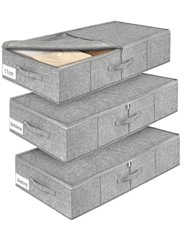 mepure Unterbett Aufbewahrungsbox,3 Stück – 50L Faltbare Unterbettkommode mit Deckel & Doppelreißveâ€¦ – Miniatur