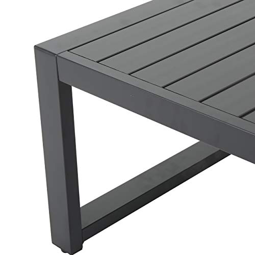 Christopher Knight Home Navan Outdoor Aluminum Sofa Set With Water Resistant Cushions, 5-Pcs Set, Dark Grey / Black #TOP5