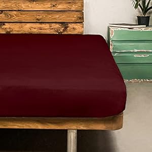 SUNDAY HOME Jersey Spannbettlaken, 100% Baumwolle, Bis 38 cm Tiefe Tasche, Burgunderrot 90×200 cm -100×200 cm Spannbettlaken – Oeko-TEX® Zertifiziert