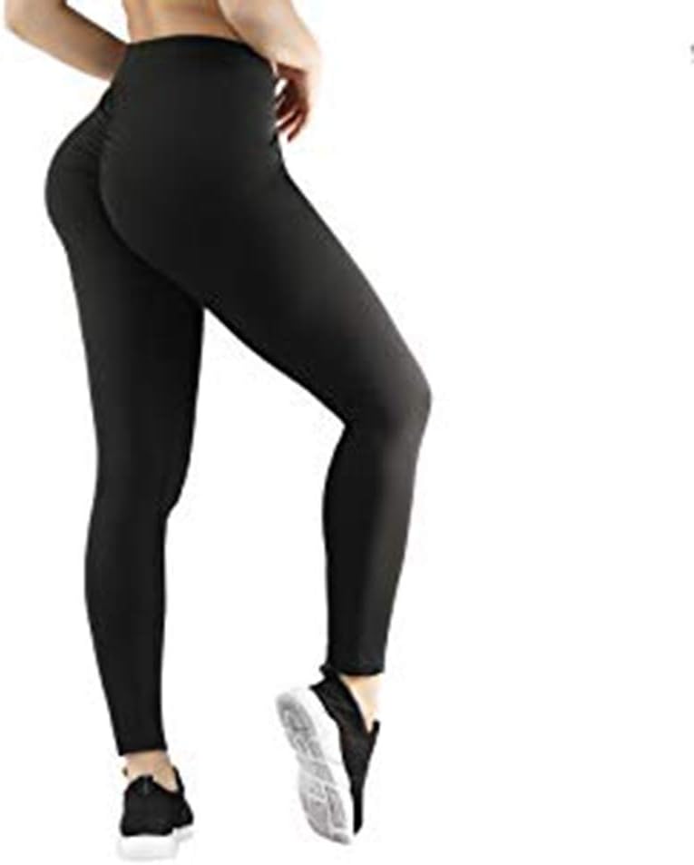 Women Sexy Yoga Pants/Leggings| |Tummy Control & Butt Lifter | Ruched Scrunch| Colombian Design (Black Small 3-5)
