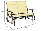 Outsunny 2-Person Outdoor Glider Bench, Patio Glider Loveseat Chair with Powder Coated Steel Frame，2 Seats Porch Rocking Glider for Backyard, Lawn, Garden and Porch, Beige