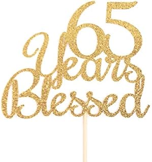 Atelier Elegance 65 Years Blessed Cake Topper, 65th Anniversary Cake Topper, 65th Birthday