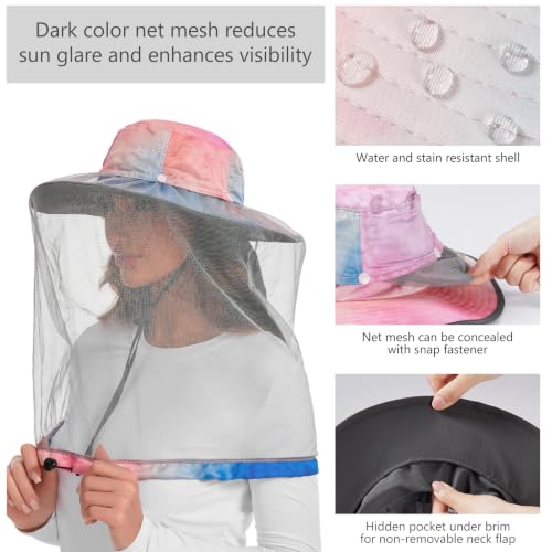 Image of BASSDASH UPF 50+ Mosquito Sun Hat with Hidden Head Net and Neck Flap for Men Women Outdoor Fishing Hiking Camping