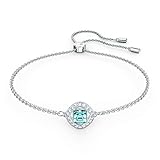 Medidas: longitud 24 cm Swarovski Pulsera Angelic Square para Mujer, con Cristal Azul de Talla Cuadrada, en Baño de Rodio, Colección Angelic Square de Swarovski