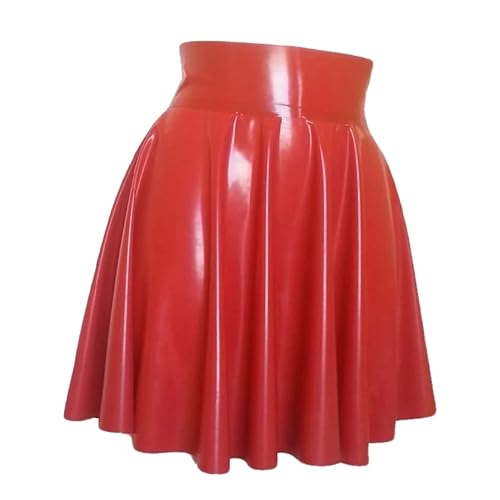 Roter Latexrock, A-Linie, rotes Latex-Minikleid, süßes Mädchen, sexy Rock, Latexrock, Kreis, Skaten, Gummi - M - Custom Color