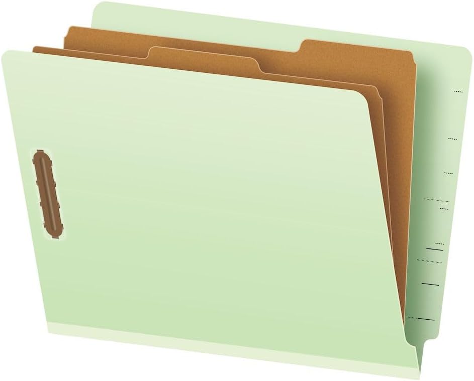 Pendaflex Pressboard End-Tab Classification Folders, Legal Size, 6 Section, 2.5" Expansion, Light Green, 10/BX (23324)