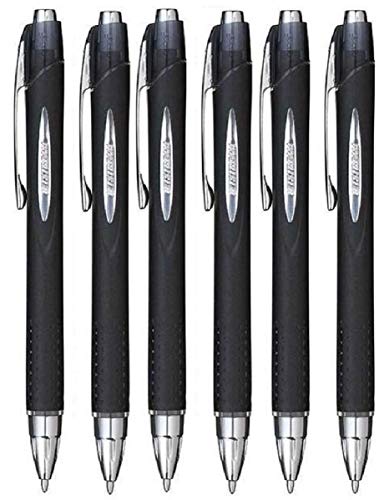 Uni Ball Noir rétractable Jetstream Pointe Stylo roller Pointe 1 mm Large 12 (Lot de 6)