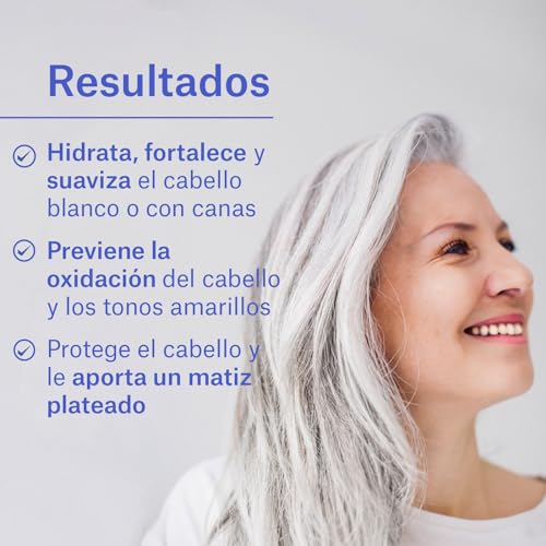 NaturVital - Mascarilla Silver Cabellos Blanco y Gris, Mascarilla Matizadora sin Sulfatos ni Parabenos, Neutraliza Tonos Amarillos y Rubios, Matizador de Pelo Gris, con Pigmento Azul, 300 ml