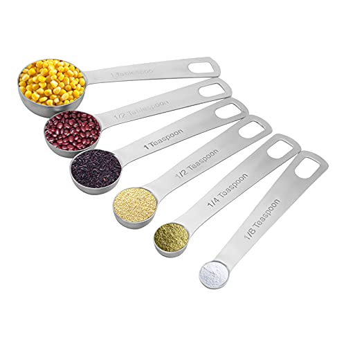 fantaxi Conjunto de colheres de medição 6 unidades de aço inoxidável Colheres de medição de metal pa