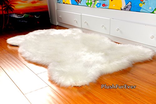 Off White Sheepskin Chubby Bear Shape Nursery Area Rug Faux Fur Single Pelt #TOP25