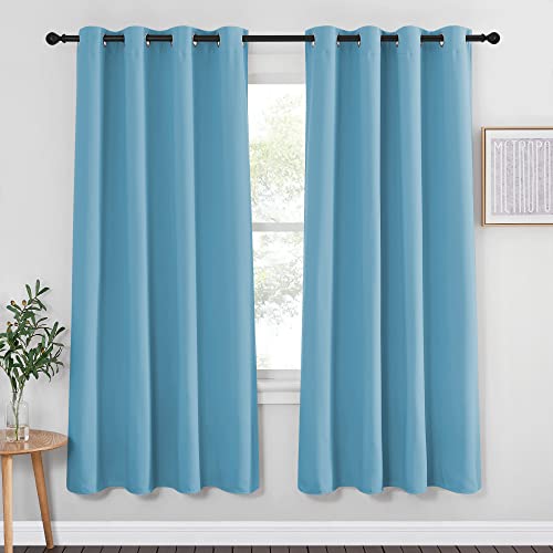 NICETOWN Blackout Curtain Panel for Window - Window Treatment Thermal Insulated Solid Grommet Blackout Drape for Bedroom (Teal Blue, Single Panel, 52