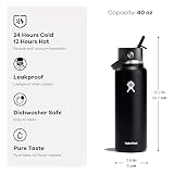 Hydro Flask Water Bottle - Insulated Stainless Steel - Wide Straw Lid, Non Spill, Leakproof in 40 Oz Oat Tan