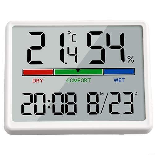 Zilimontt Orologio digitale da parete, LCD multifunzione, con temperatura e timer, per cucina, ufficio, casa, bagno (bianco)