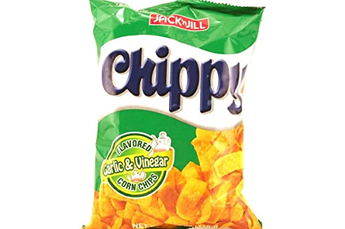 Jack 'n Jill Filipino Snack Chippy - Fichas de maíz, ajo y vinagre, 6 unidades, 118 ml por bolsa