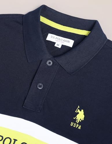 Image of U.S. Polo ASSN. Men's Horizontal Striped Slim Fit Cotton Polo Shirt