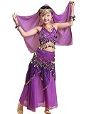 Kinder Mädchens Damen Tanzkleid Top Rock Indische Bauchtänzerin Kostüme Dunkelviolett L Höhengeeignet 120-135CM