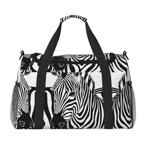 Sac de week-end zèbre Noir pour escapades et séances de yoga