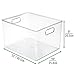 mDesign Plastic Storage Organizer Container Bin for Kitchen Organization in Pantry, Cabinet, Countertop Fridge, Refrigerator, and Freezer - Hold Food, Drink, or Snacks, Ligne Collection, 2 Pack, Clear