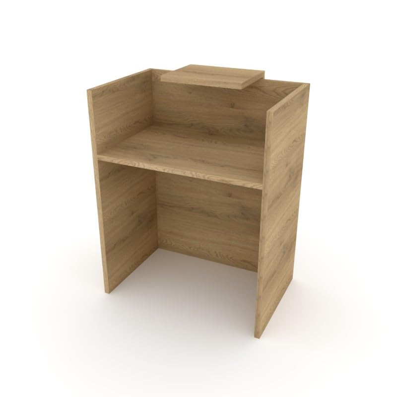 Mostrador de Recepción y Oficina. Facil Montaje – Color Base Olmo, Color sobremostrador Olmo | 80x105x50 cm | Fabricado en España