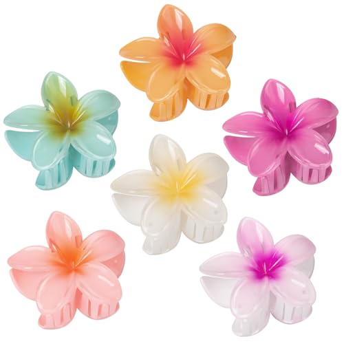6 Pcs Flower Hair Claw Clips - Hawaiian Hair Clips for Women, Cut...