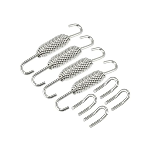 Image of 1 Set 31mm 1.22 inch Motorcycle Exhaust Pipe Spring with U Shape Hooks Stainless Steel Silver Tone Stylish Design