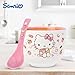 Silver Buffalo Sanrio Hello Kitty Apples and Cinnamon Ceramic Ramen Noodle Rice Bowl with Chopsticks and Spoon, Microwave Safe, 20 Ounces