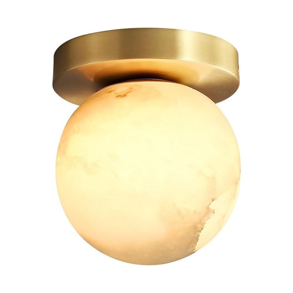 FEITENGDA Modern Marble Semi Flush Mount Ceiling Light Minimalist Alabaster Close to Ceiling Lamp Nordic Small Stone Accent Ceiling Light for Foyer Aisle Hallway Porch Entryway(12cm/4.72in)