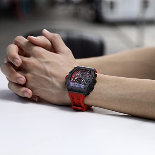 Image of Tsar Bomba Mens Watches Quartz Wristwatch for Men Waterproof 50M Analog Luxury Tonneau Chronograph Calendar Date Men's Dress Business Work Watch Gift for Men
