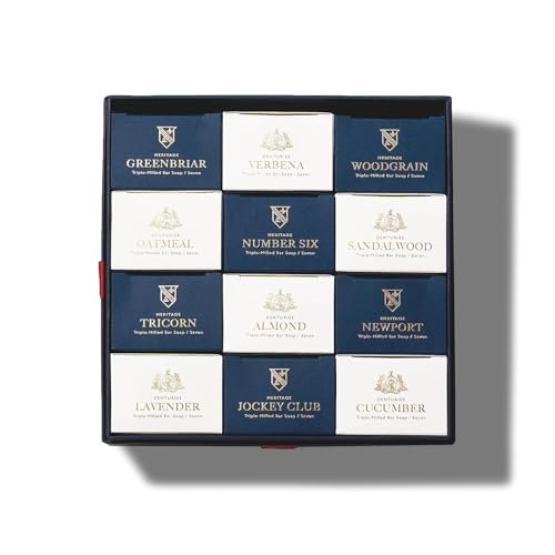 Image of Caswell-Massey Natural Bar Soap for Men & Women, Moisturizing Body Soap Bar for All Skin Types, Made with Essential Oils & Plant-Based Formula for Soft Skin, Multi Scents, 12 Bars x 5.8 oz Gift Set
