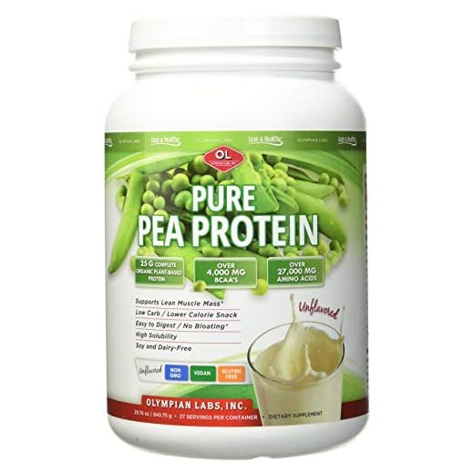 Olympian Labs Plant Based Pea Protein Powder, Unflavored - 25g of Protein, Vegan, Low Net Carbs, Gluten Free, Lactose Free, No Sugar Added, Soy Free, Kosher, Non-GMO, 2 Pound Pea Protein