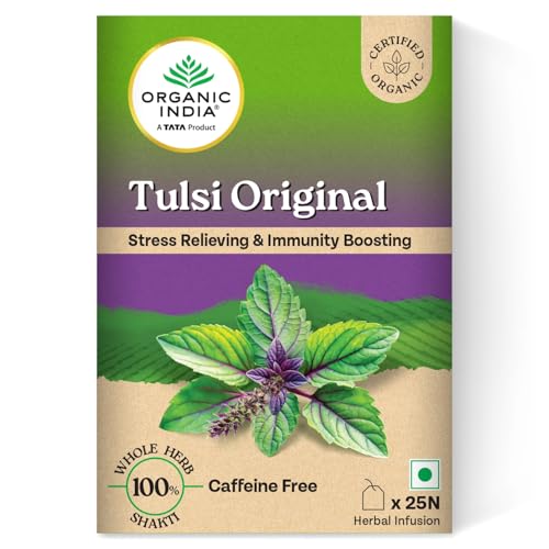 A TATA Product - Organic India Tulsi Original - 25 Tea Bags, Caff...