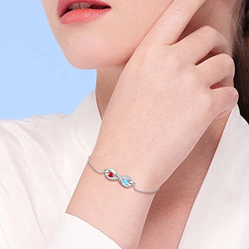 Image of Mom Bracelet Mothers Day Gifts Personalized 2 Birthstone Bracelets for Women Custom 2 Names Bracelets for Her Mothers Bracelet Jewelry for Wife
