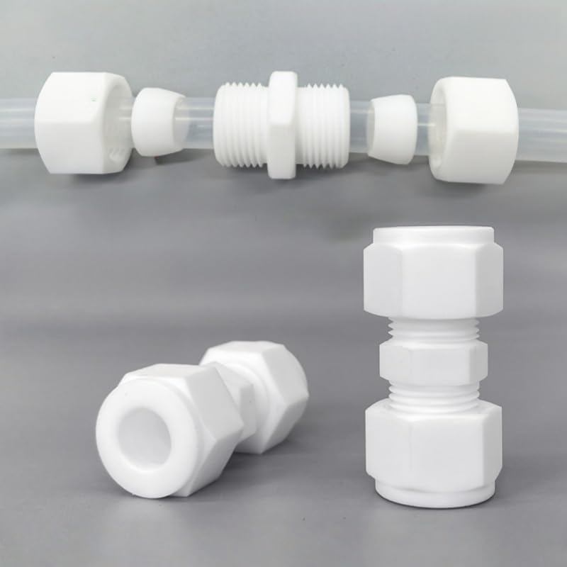 Unión de PTFE recta con rosca externa, casquillo de PTFE con extremos de rosca macho, 1 pieza(D1/2" 10)