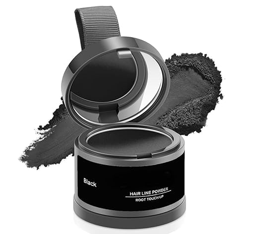 Natural Hair Line Concealer Powder, Root Touch Up for Men & Women, Instant Root Cover Up for Hair Loss and Grey, Sweat Resistant & Stain Proof, 24 Hours Formula(Black)-image-15