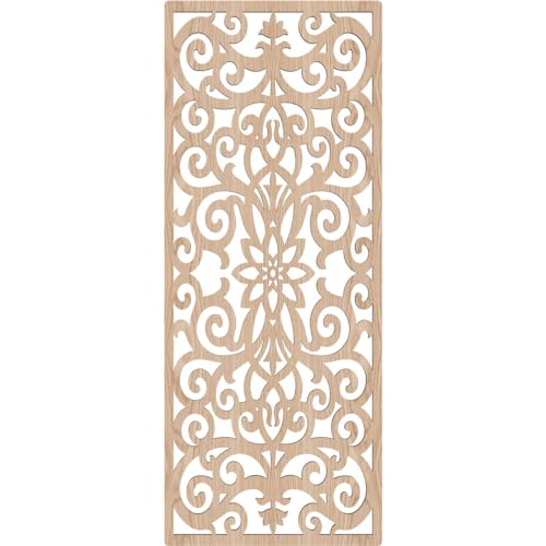Image of Buel Decorative Pierced Fretwork Wood Wall Panels, 15 3 /8 inchW x 39 3 /8 inchH x 3 /8 inchT, Red Oak